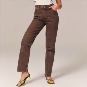 Abercrombie‎ & Fitch 90s high rise Brown Straight Leg Jeans size 25